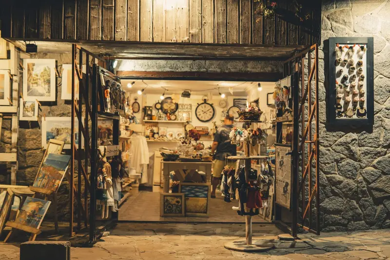 curiosity shop at night